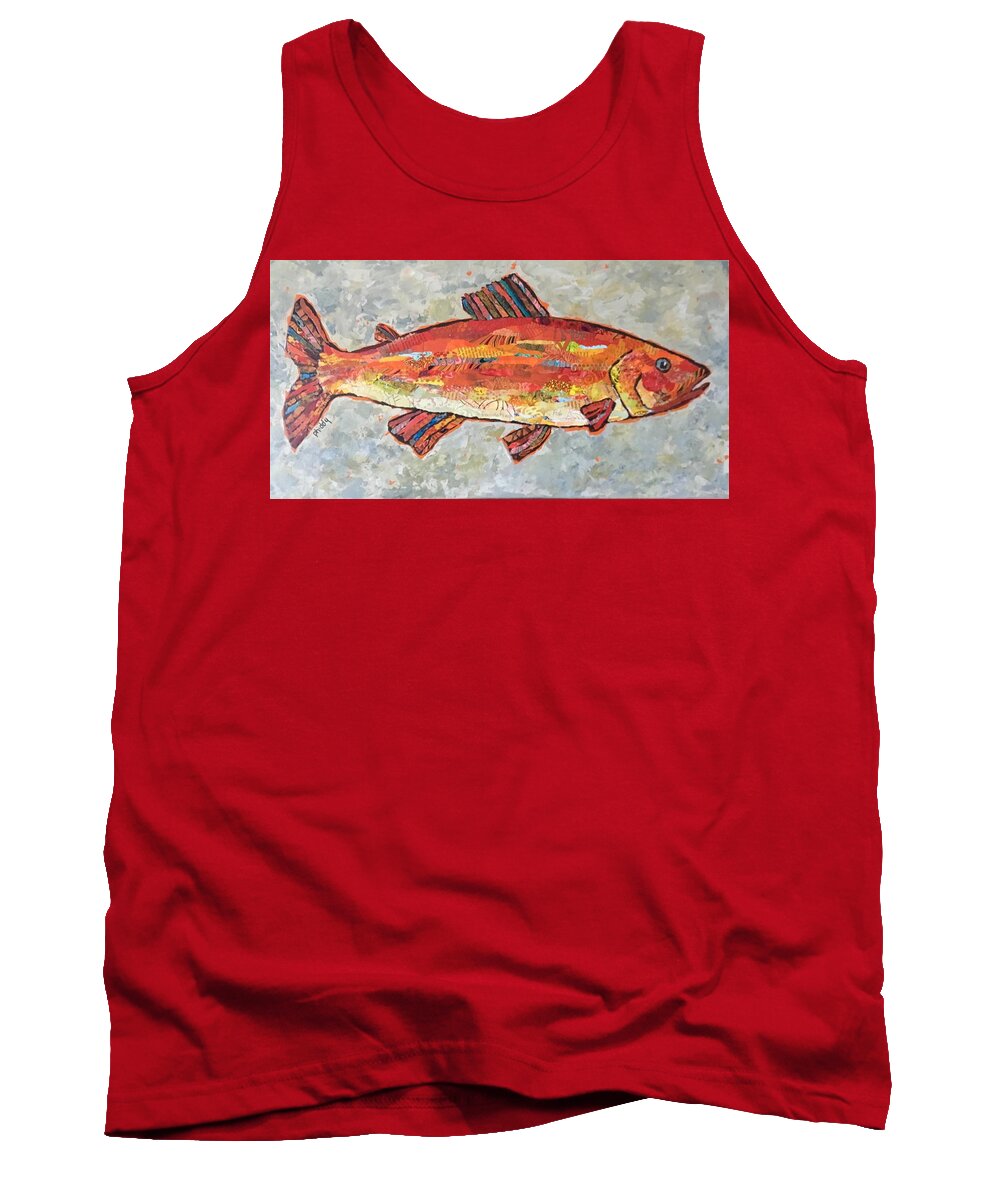 Fish Tank Top featuring the painting Trudy the Trout by Phiddy Webb