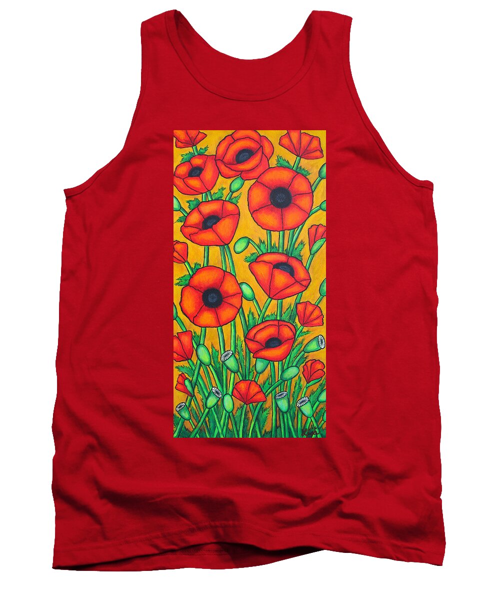 Colourful Tank Top featuring the painting Tuscan Poppies by Lisa Lorenz