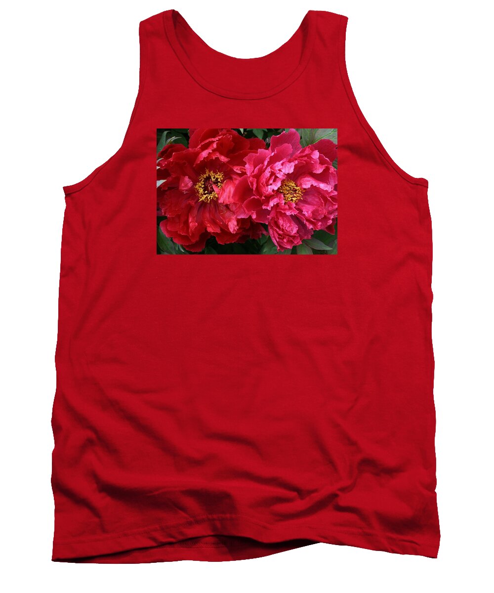 Flora Tank Top featuring the photograph Twin Peonies by Bruce Bley