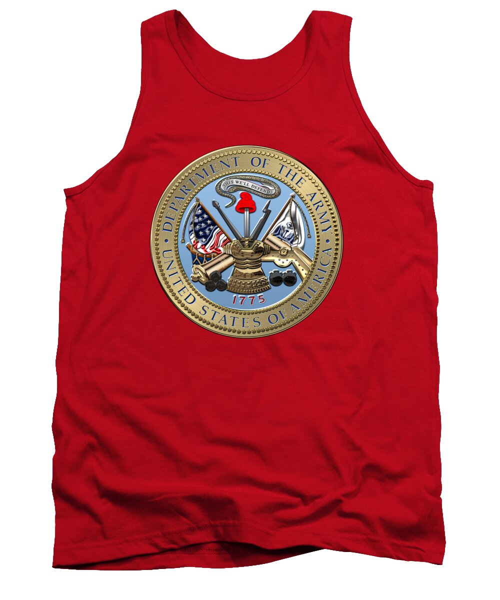 'military Insignia & Heraldry 3d' Collection By Serge Averbukh Tank Top featuring the digital art U. S. Army Seal over Red Velvet by Serge Averbukh