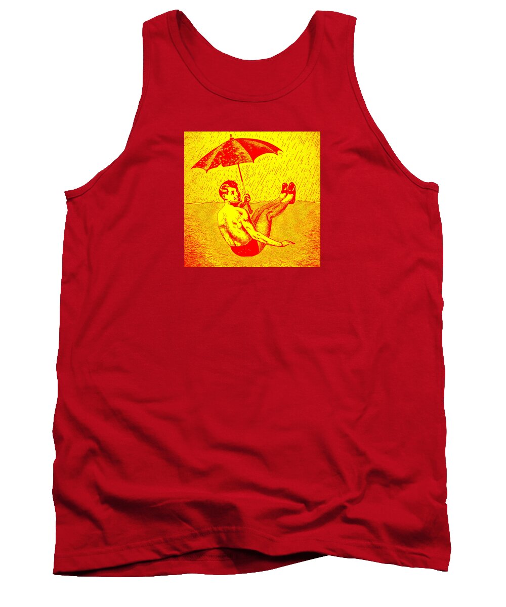 Digital Print Tank Top featuring the painting Umbrella Red Yellow by Steve Fields