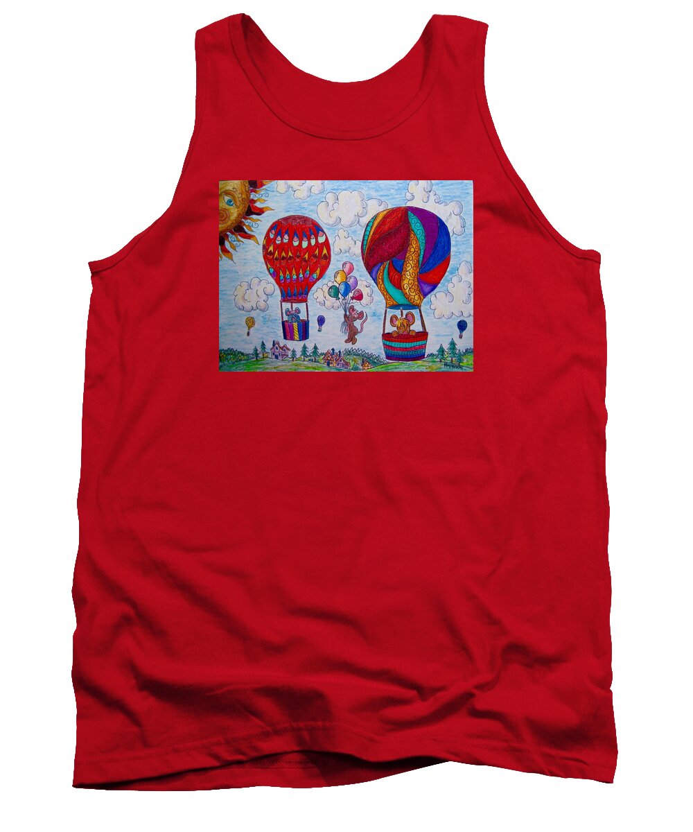 Children's Art Tank Top featuring the drawing Up up and away by Megan Walsh