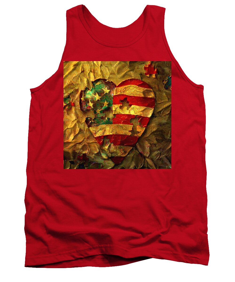 Patriotism Tank Top featuring the digital art USA heart by Bruce Rolff