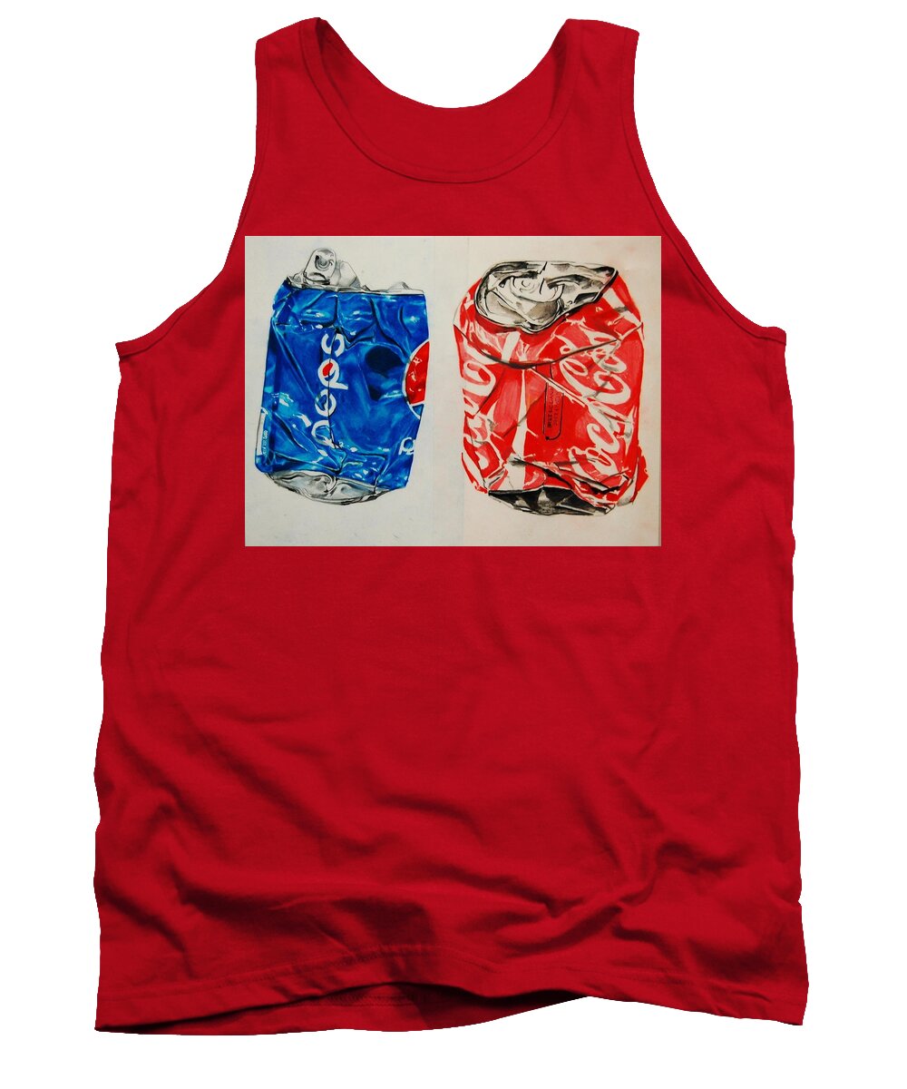 Pepsi Tank Top featuring the drawing Versus by Jean Cormier