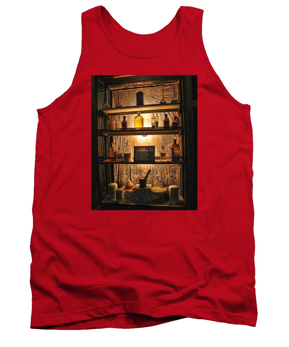 Vintage Tank Top featuring the photograph Vintage Medicine Cabinet by Helaine Cummins