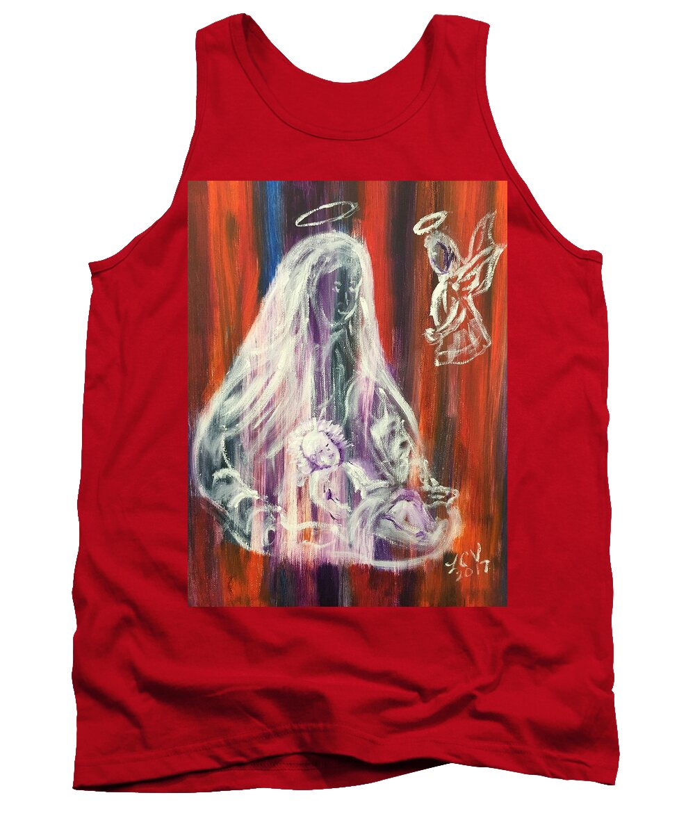 Mary Tank Top featuring the painting Virgin Mary and Baby Jesus by Lucille Valentino