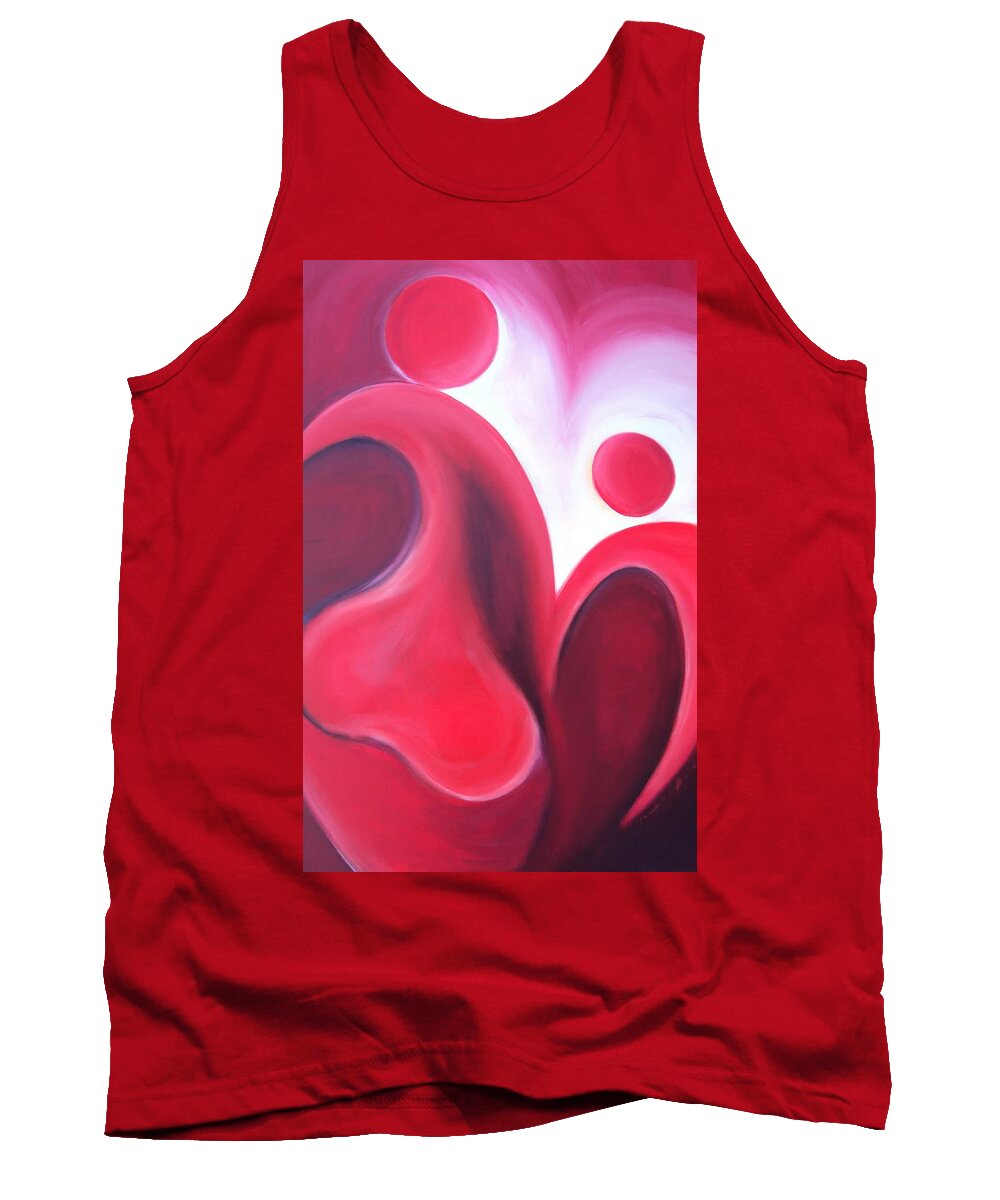 Red Tank Top featuring the painting Walking Hand in Hand by Jennifer Hannigan-Green