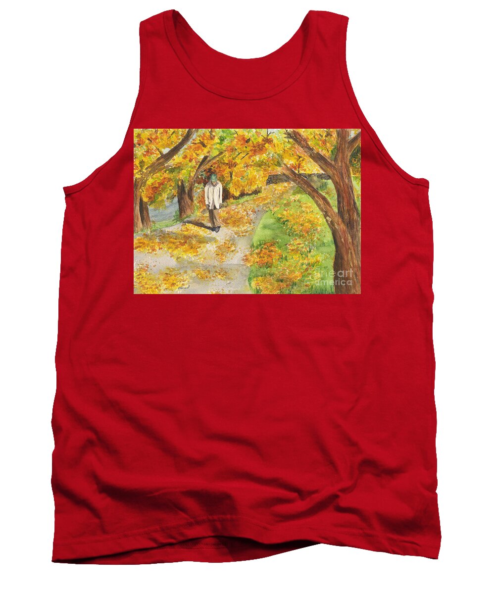 Strolling Tank Top featuring the painting Walking the Truckee River by Vicki Housel