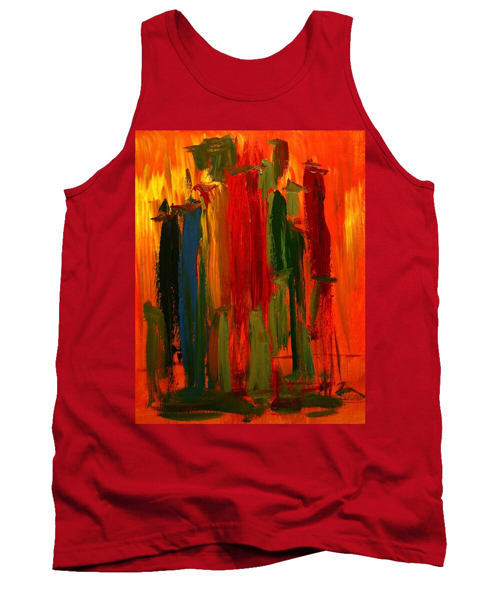 Abstract Tank Top featuring the painting We are Family by Julie Lueders 