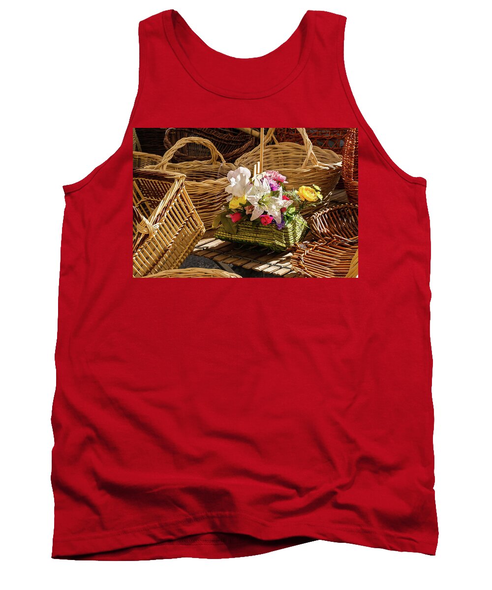 Wicker Baskets Tank Top featuring the photograph Wicker baskets by Paul MAURICE