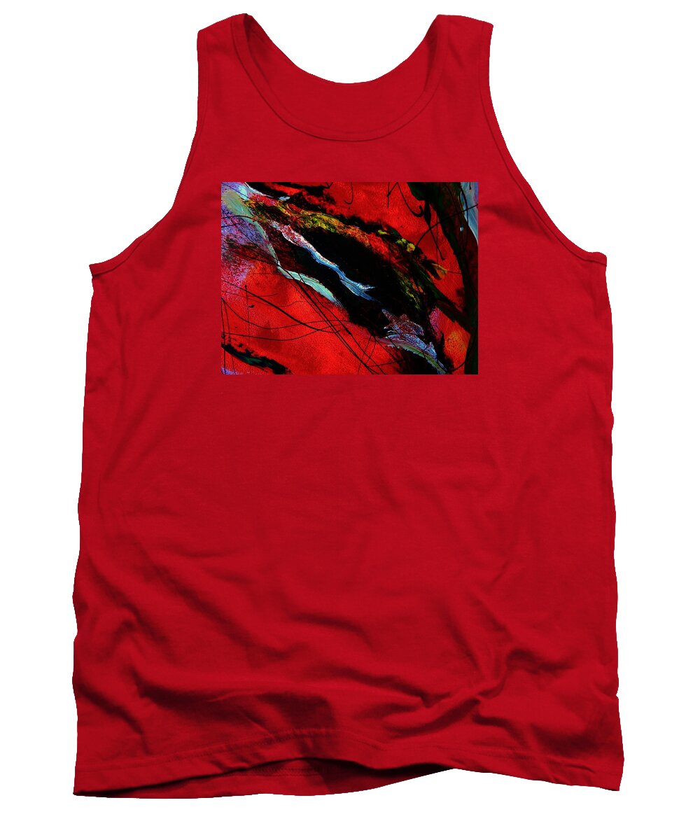 Abstract Tank Top featuring the painting Wrap it Up Winter by Lisa Kaiser