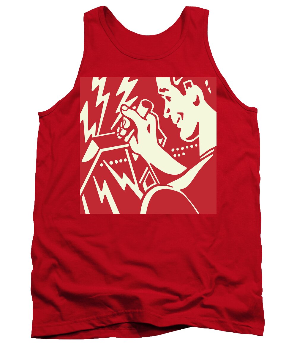 Adult Tank Top featuring the drawing Man Pulling a Large Lever #1 by CSA Images