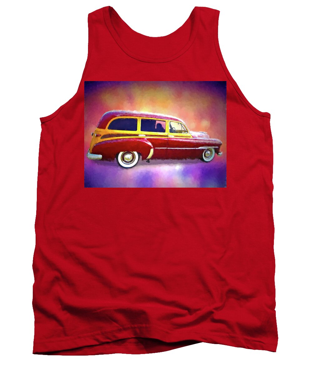 1951 Chevy Woody Tank Top featuring the digital art 1951 Chevy Woody Sideview by Rick Wicker