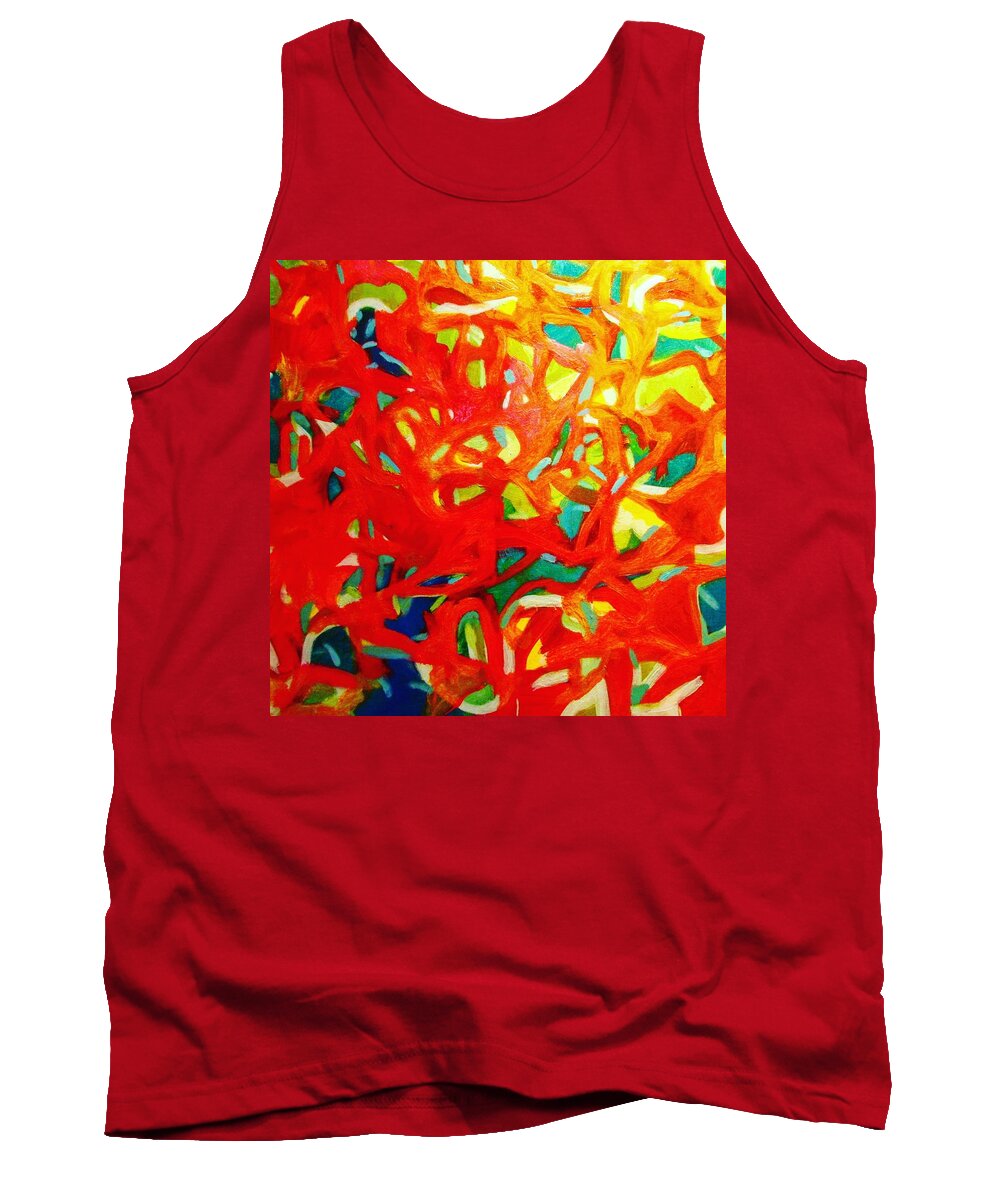 Red Tank Top featuring the painting All of Them by Steven Miller