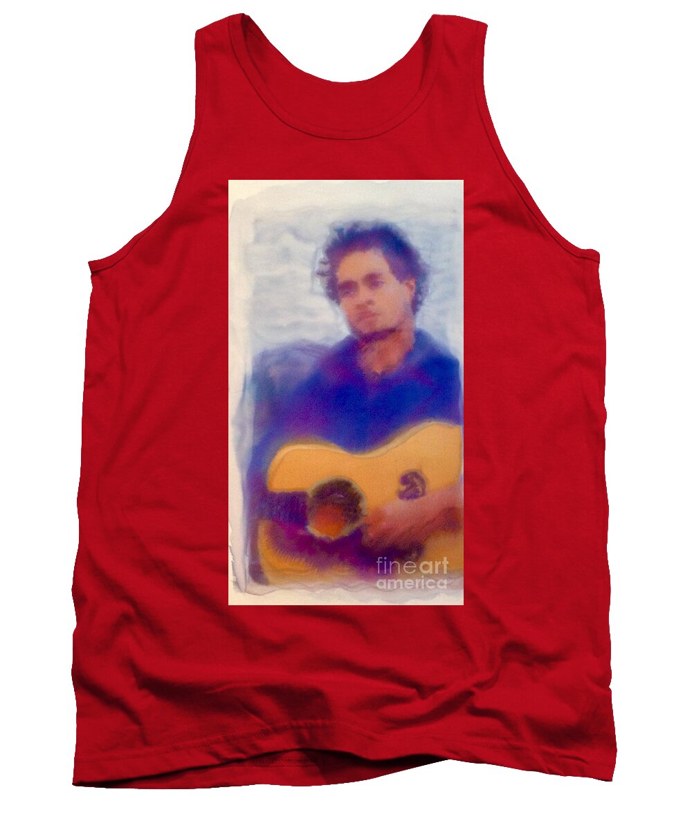 Amos Lee Guitar Singer Songwriter Tank Top featuring the painting Amos Lee by FeatherStone Studio Julie A Miller