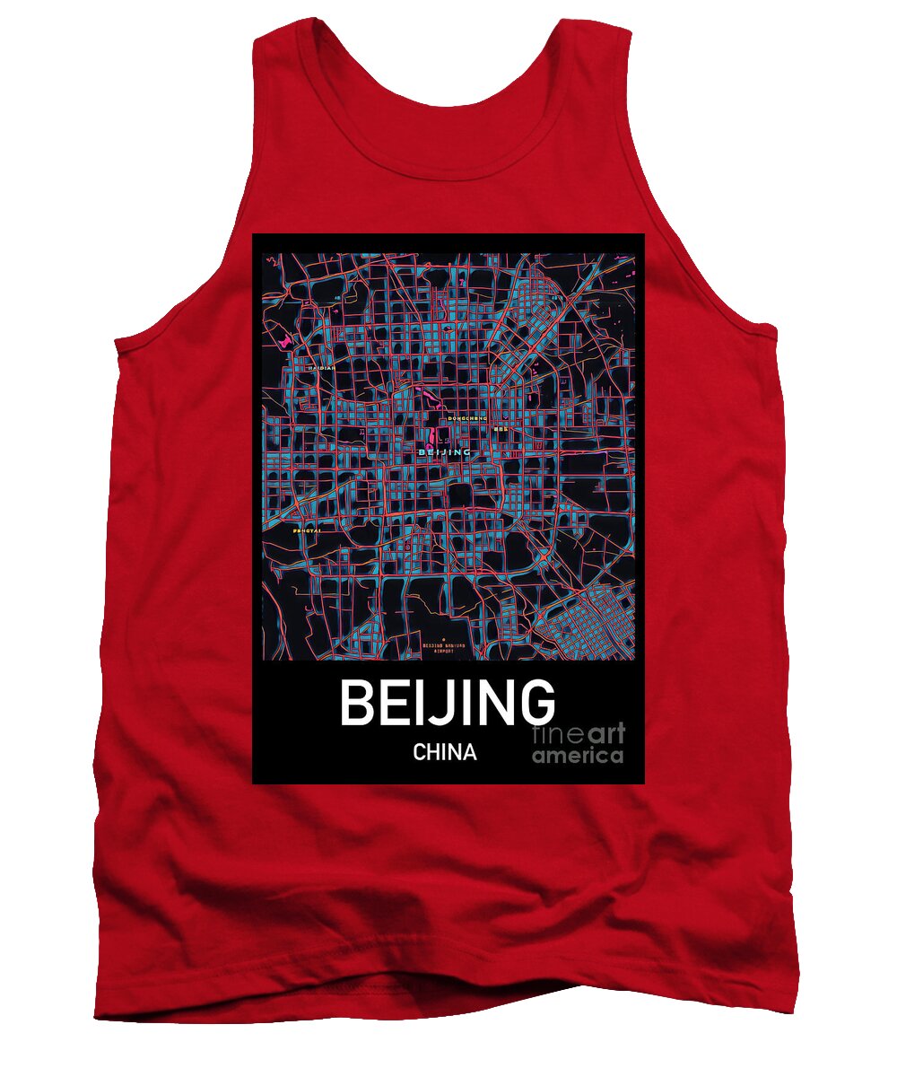 Beijing Tank Top featuring the photograph Beijing City Map by HELGE Art Gallery