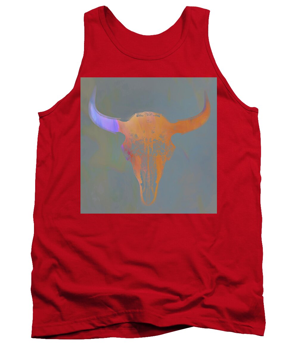 Kansas Tank Top featuring the photograph Bison skull x-ray art 01 by Rob Graham
