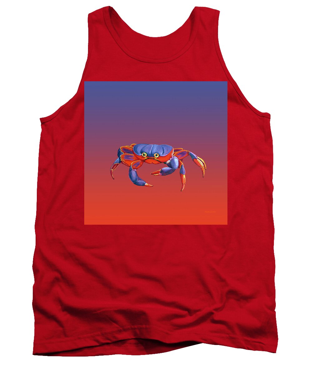 Blue Crab Tank Top featuring the painting Blue Crab crawling by David Arrigoni