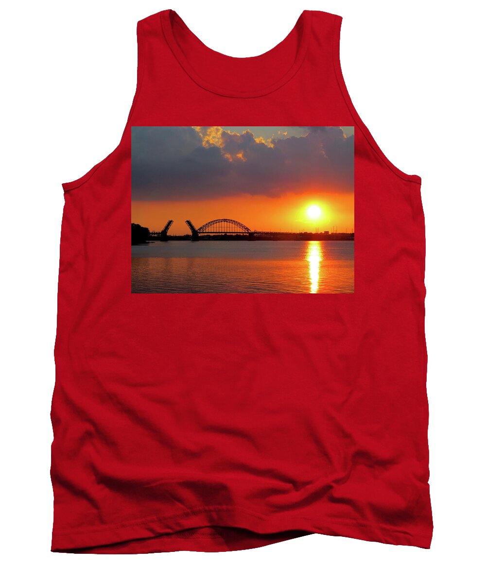 Sunset Tank Top featuring the photograph Bridge Opening at Sunset by Linda Stern