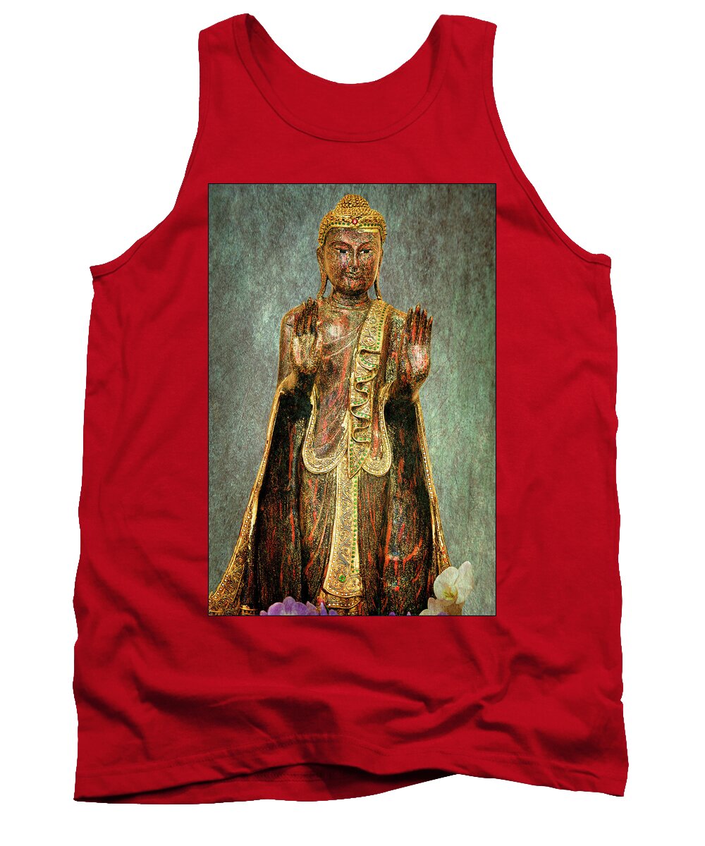 Sacred Tank Top featuring the photograph Buddha at Abhayagiri Monastery by Andy Romanoff