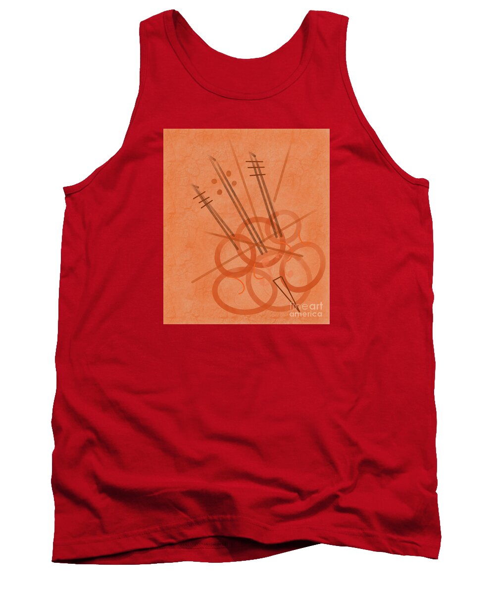 Abstract Tank Top featuring the digital art Cellos at the Ready by Annette M Stevenson