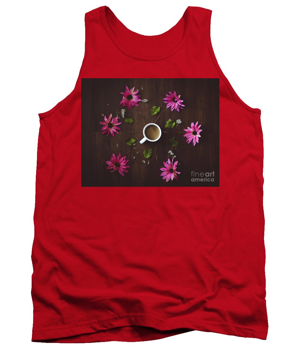Coffee Tank Top featuring the photograph Coffee and Flowers by Adrian De Leon Art and Photography