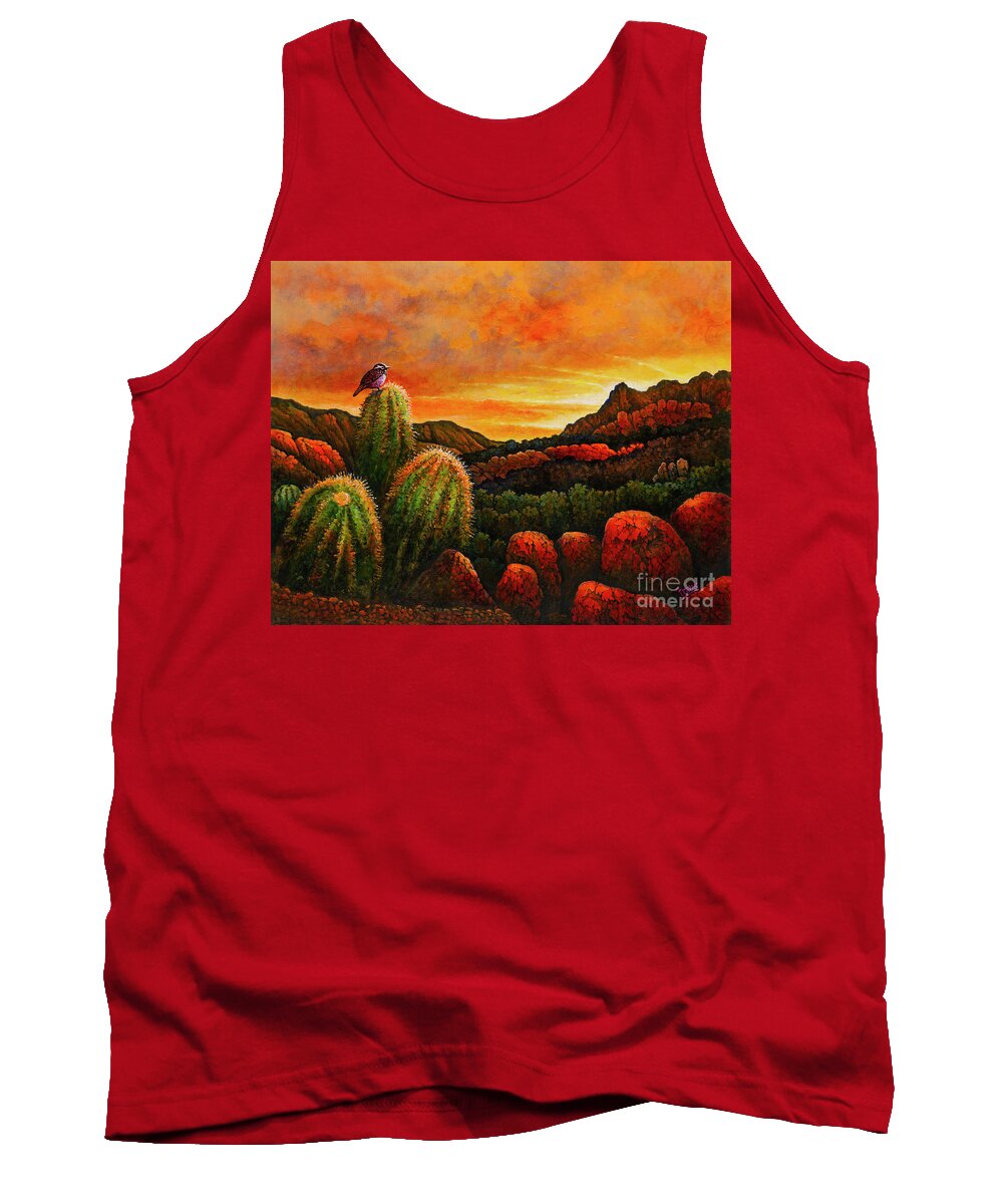 Desert Tank Top featuring the painting Desert Sunset by Michael Frank