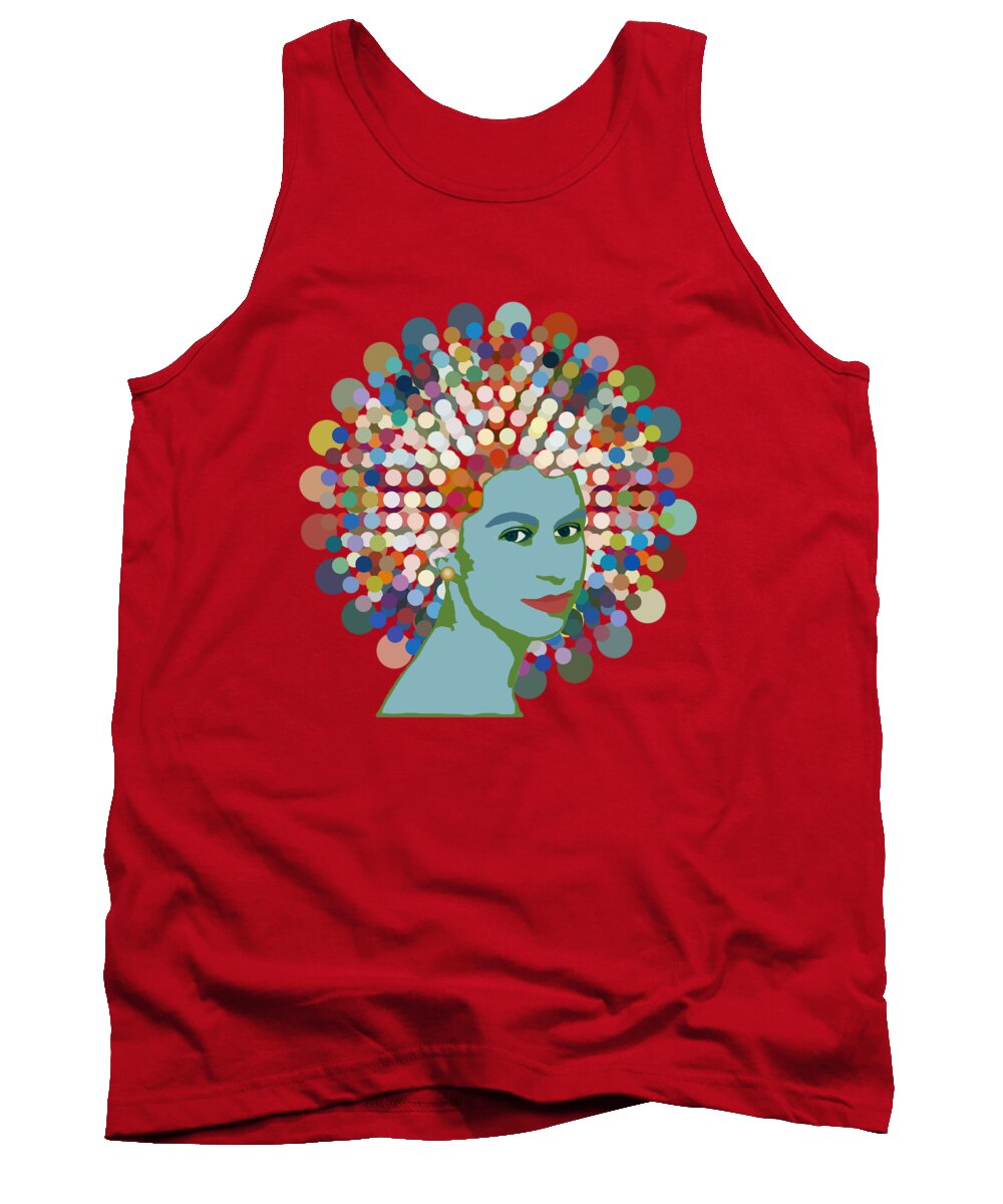 Dotty Tank Top featuring the mixed media Disco Queen RED by BFA Prints