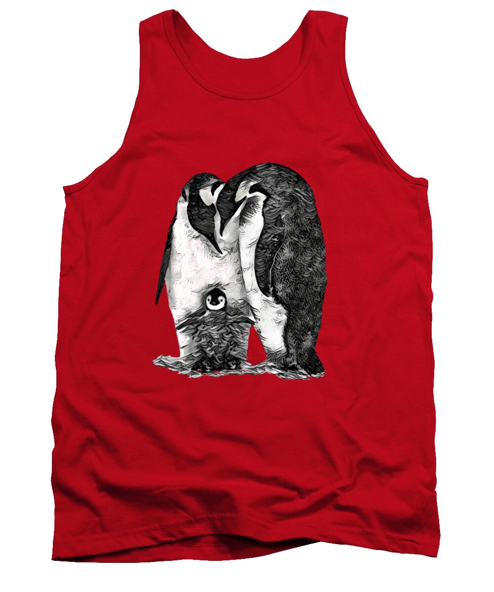 Penguins Tank Top featuring the digital art Family Love by Pennie McCracken