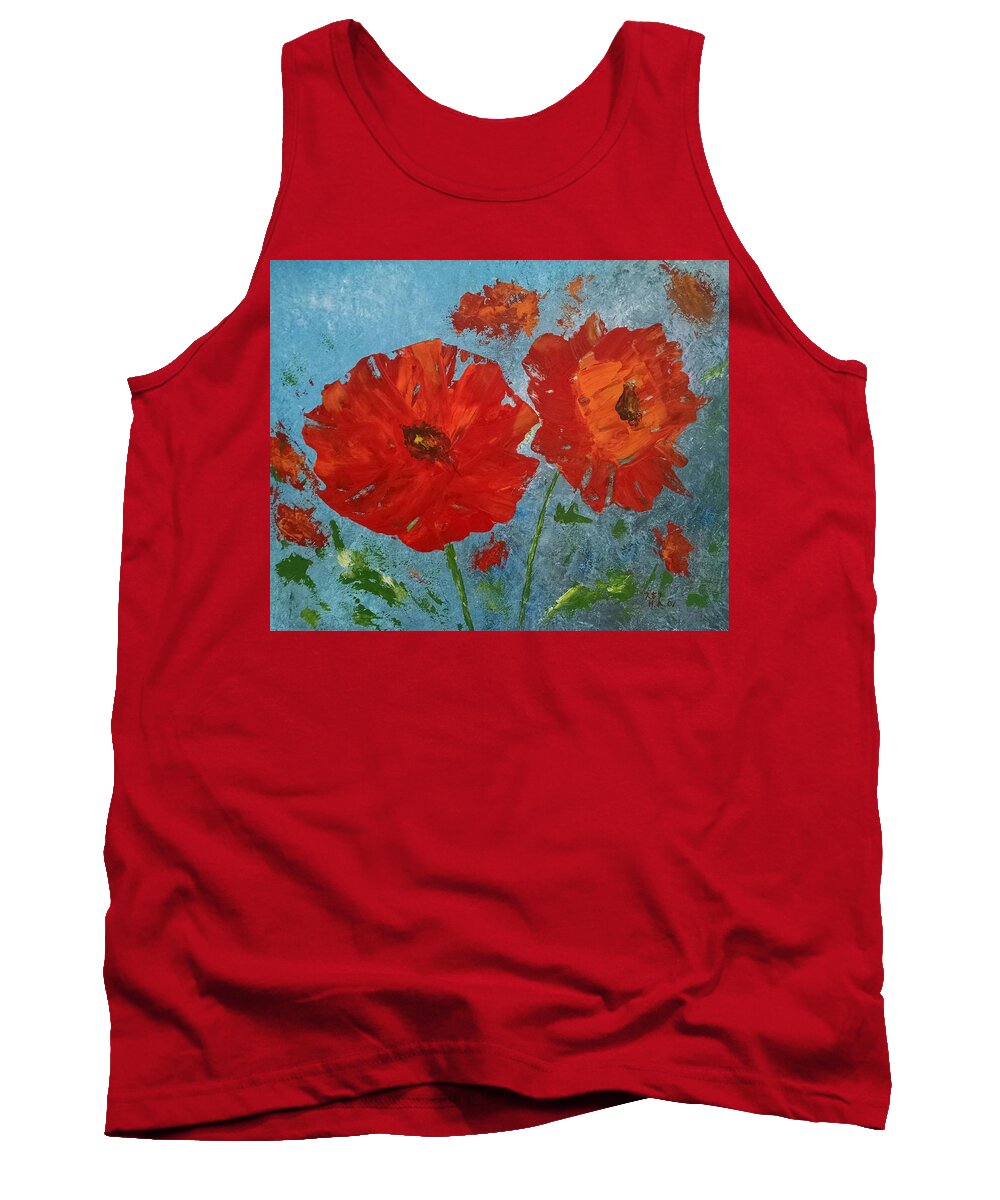Poppy Flowers Tank Top featuring the painting Poppy Flowers by Helian Cornwell