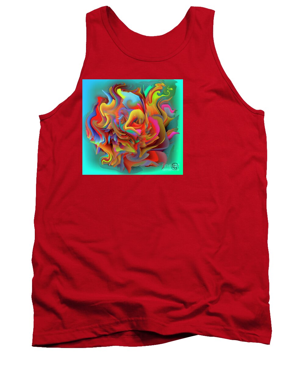 Art Tank Top featuring the mixed media Autumn leaves and flowers. Autumn foliage in the autumn forest of amber and gold colors. by Elena Gantchikova