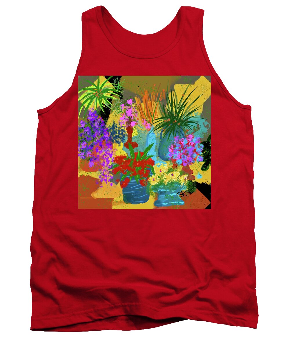 Flower Tank Top featuring the digital art Happy Bouquet by Sherry Killam