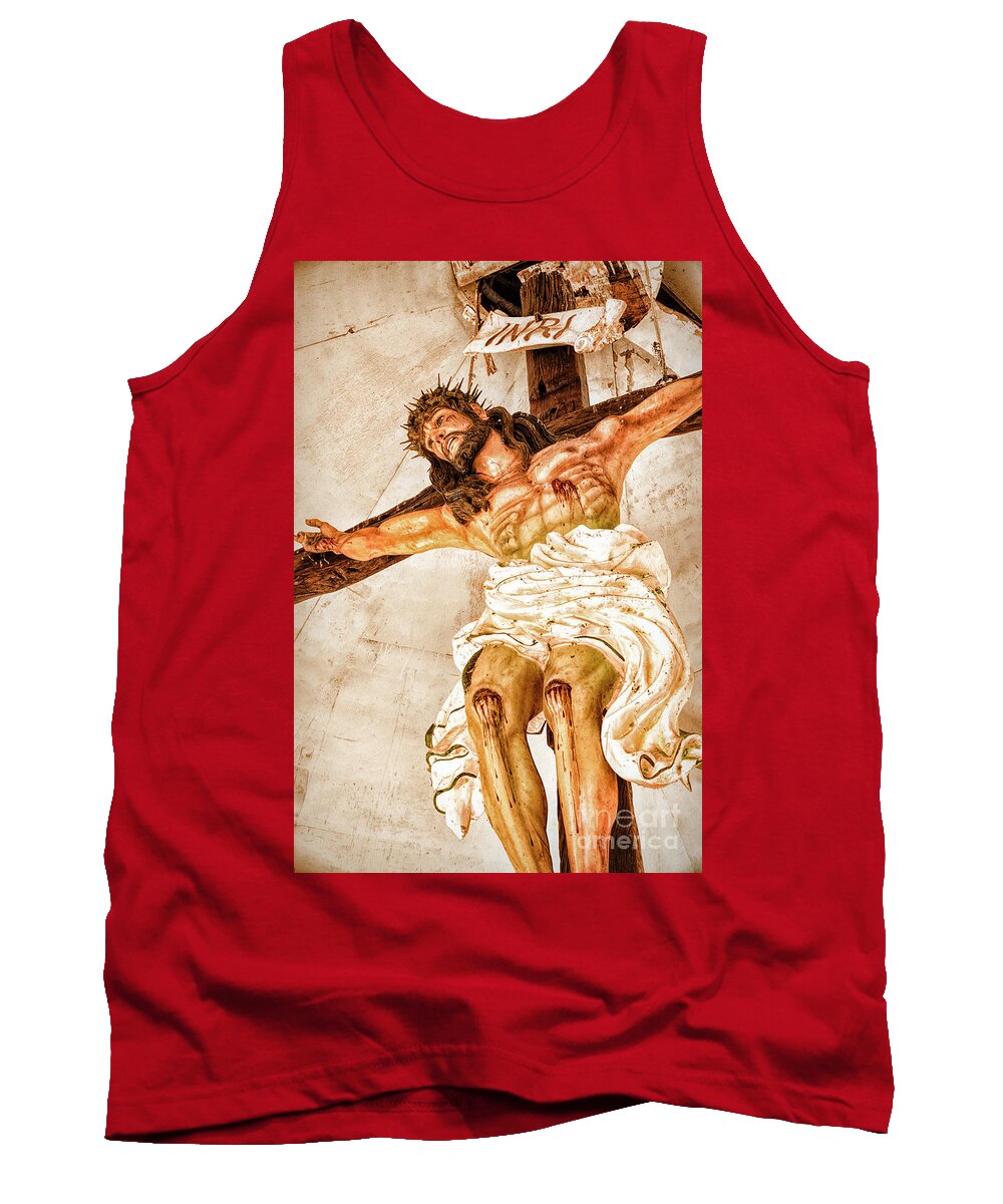 Crucifixion Tank Top featuring the photograph His Arms Are Open by Davy Cheng