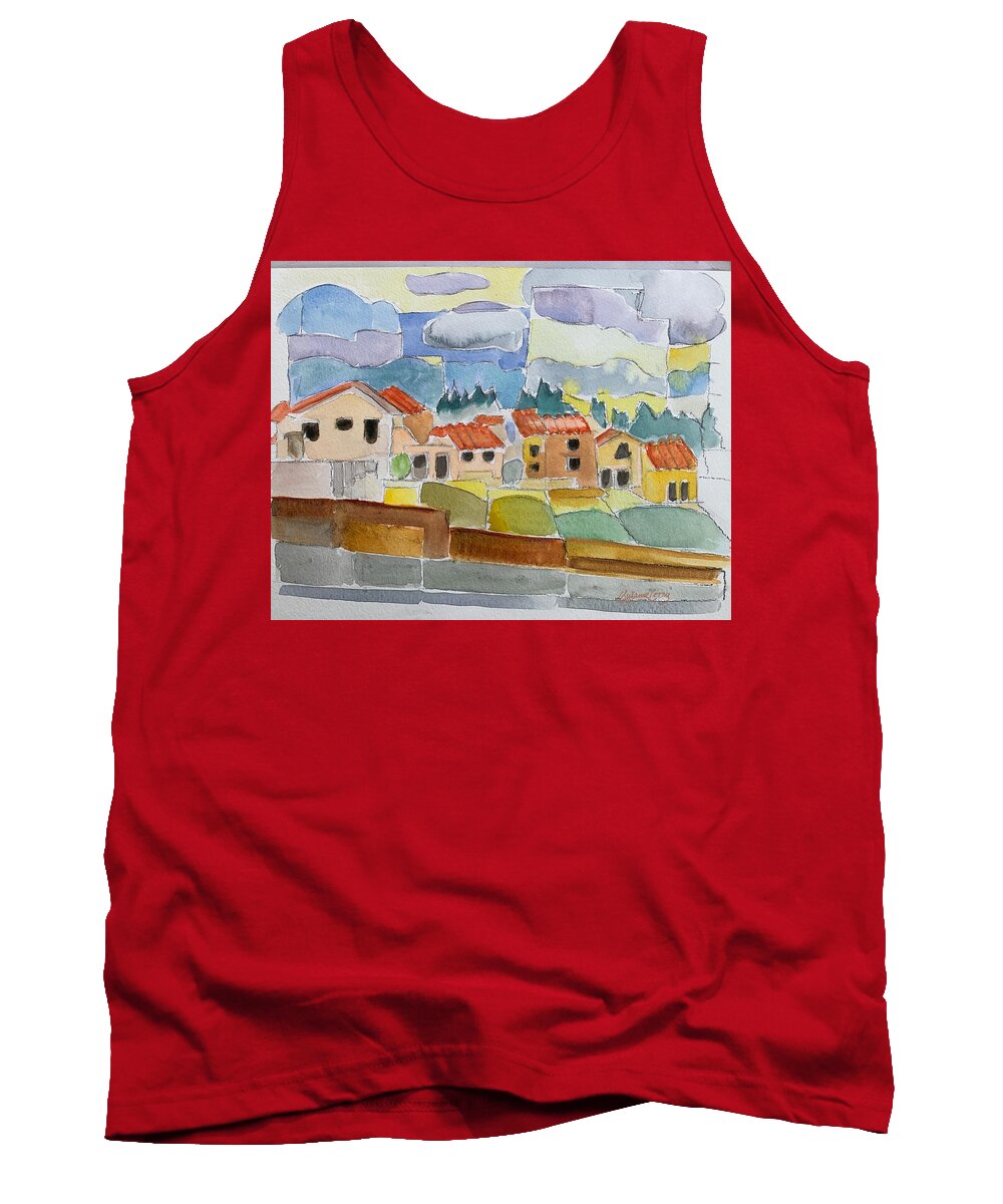 Houses Tank Top featuring the painting Laguna del Sol Sky Design by Suzanne Giuriati Cerny