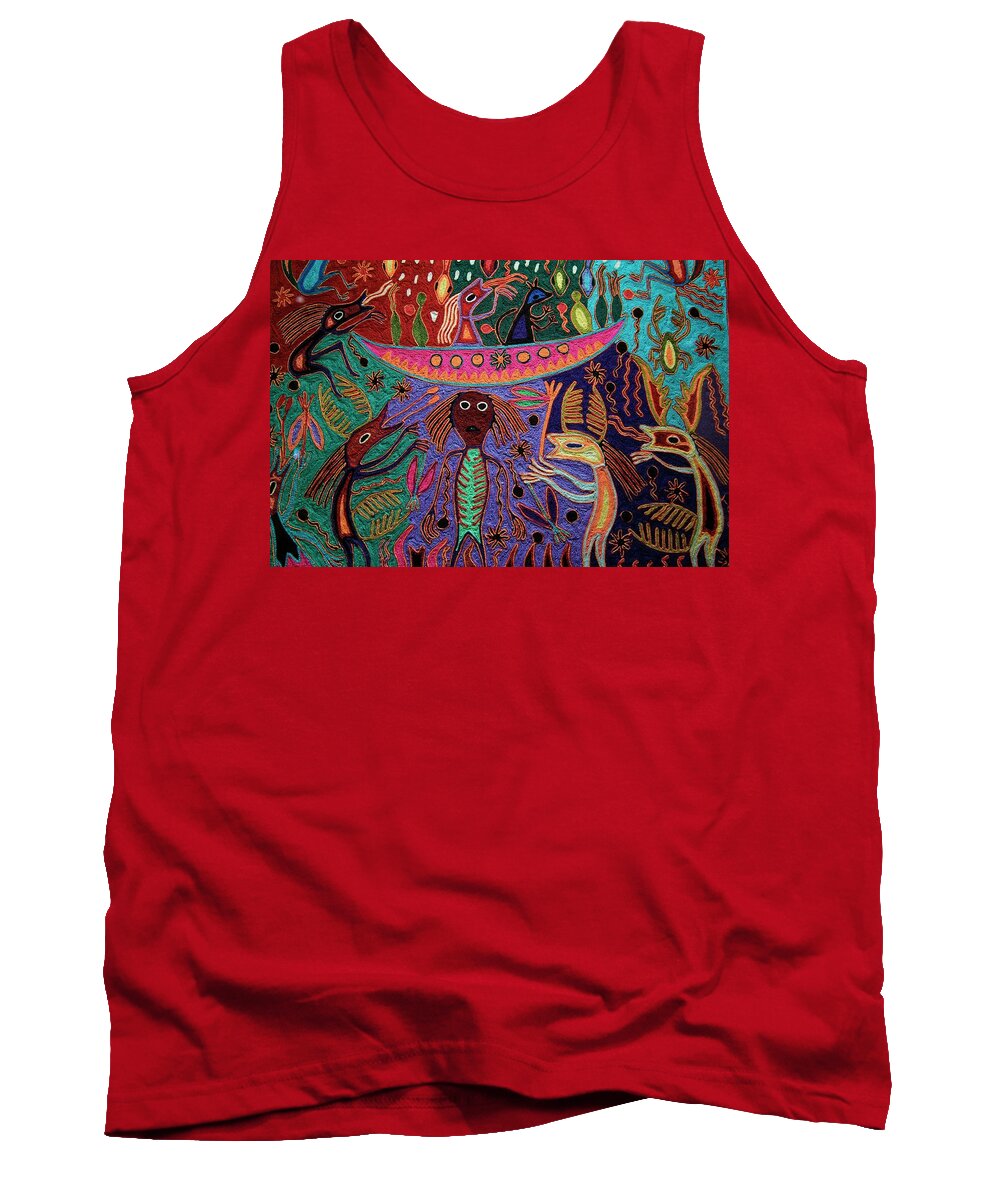 America Tank Top featuring the painting Mexico.Mexico city.National Museum of Anthropology. Huichol art. by Album