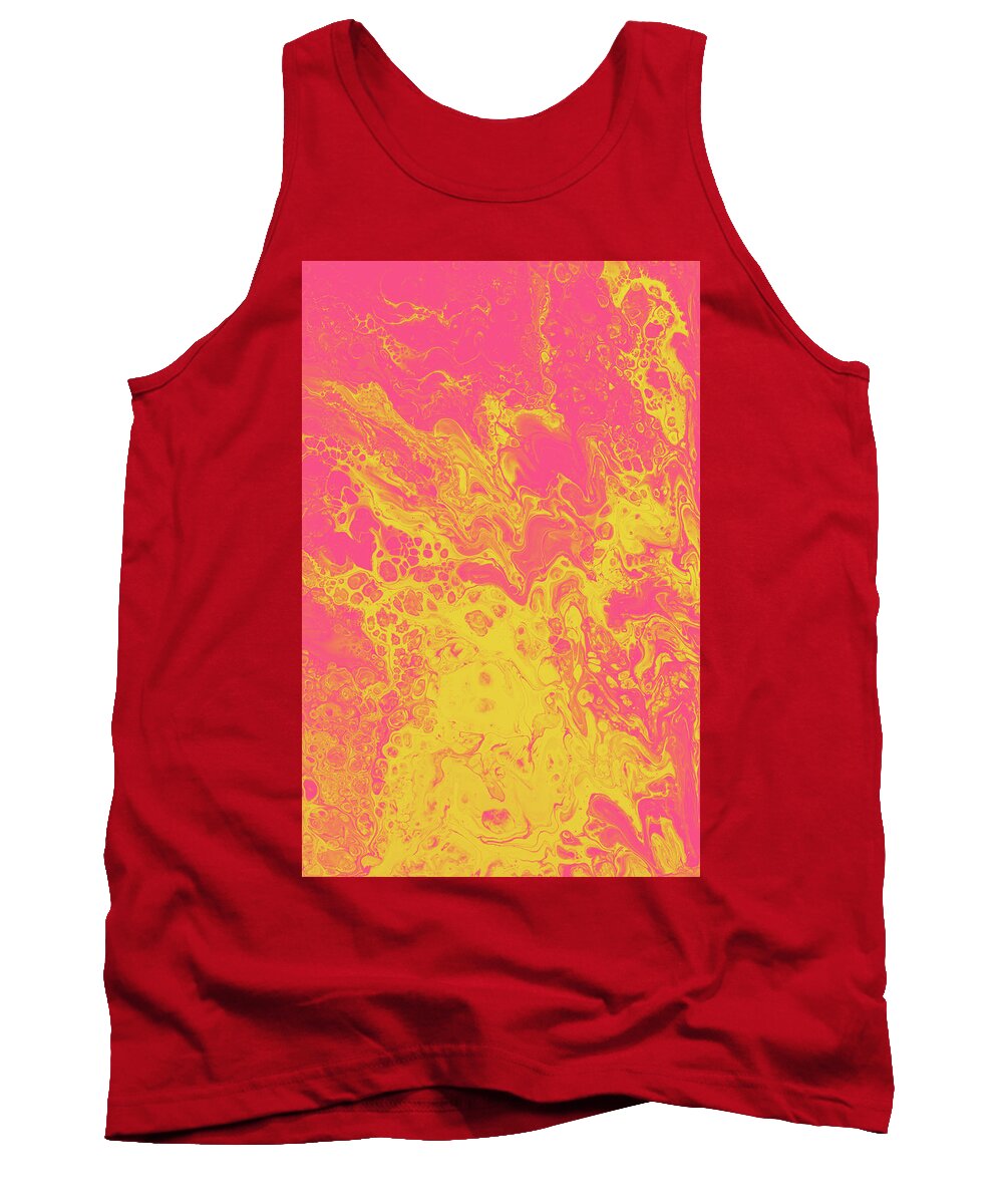 Fluid Tank Top featuring the digital art Pink and Yellow Marble by Jennifer Walsh