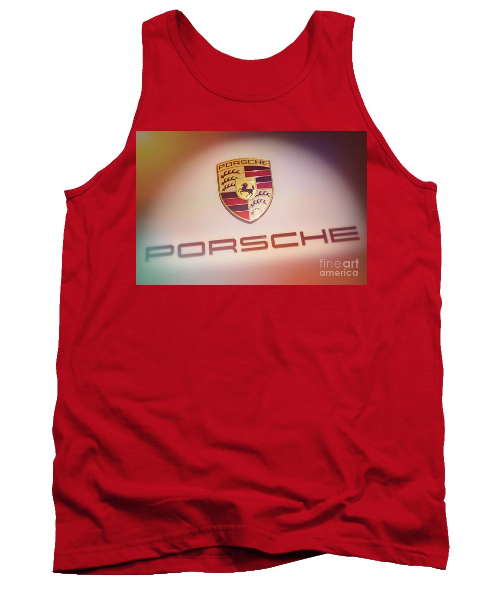 Porsche Logo Tank Top featuring the photograph Porsche Car Emblem Angled by Stefano Senise