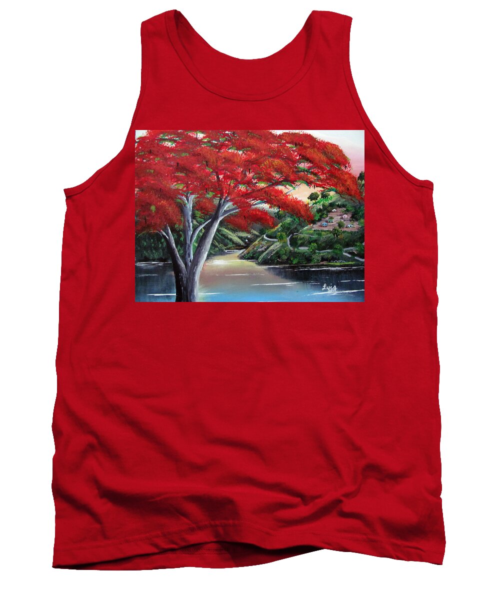 Flamboyan Tree Tank Top featuring the painting Precious Memories by Luis F Rodriguez
