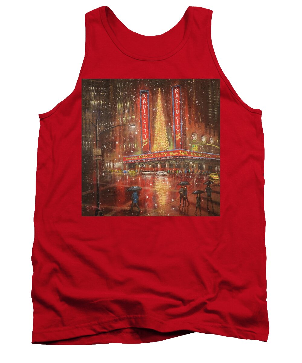 Radio City Music Hall Tank Top featuring the painting Radio City NYC by Tom Shropshire