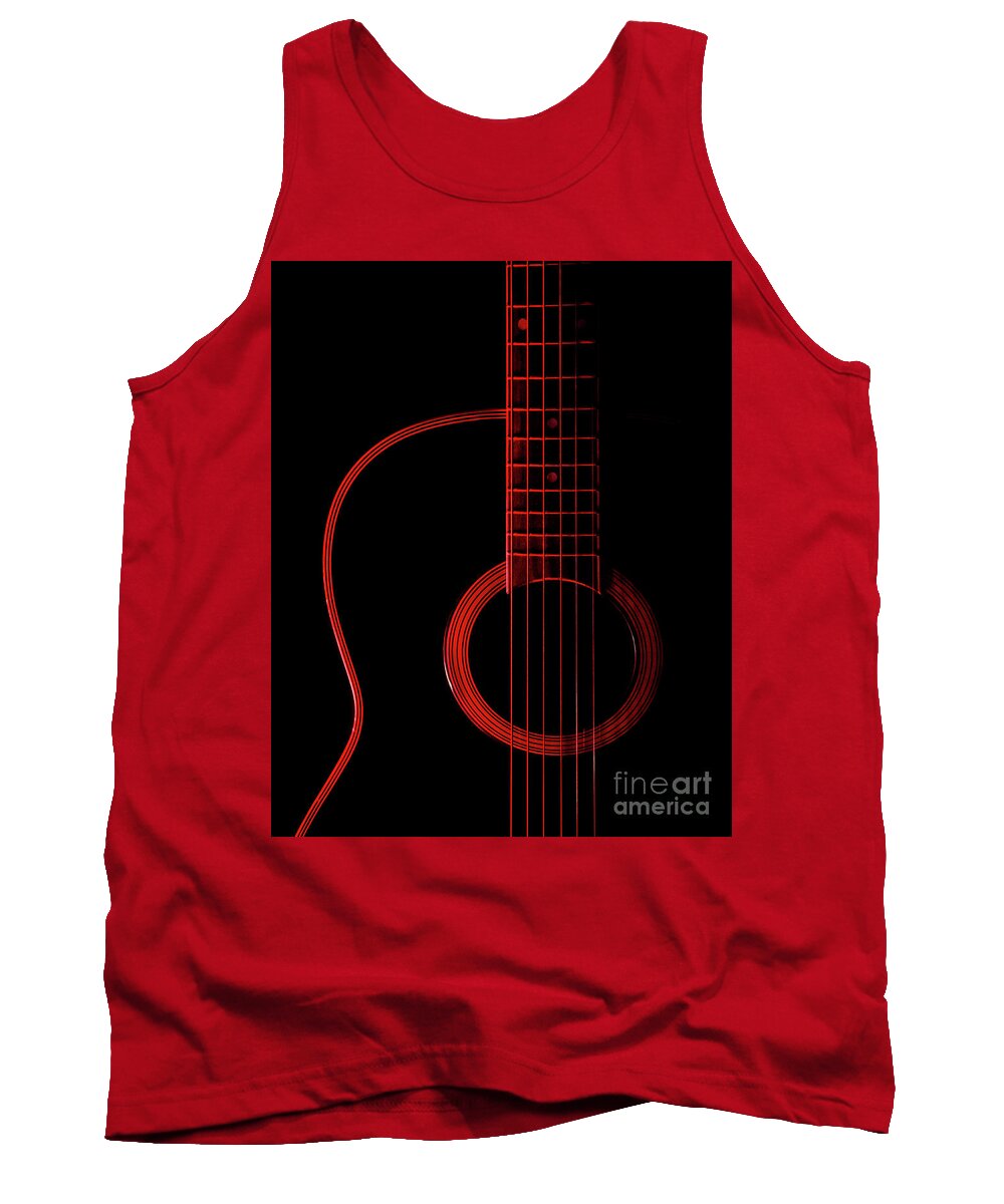 Red Tank Top featuring the photograph Red Guitar by Melissa Lipton