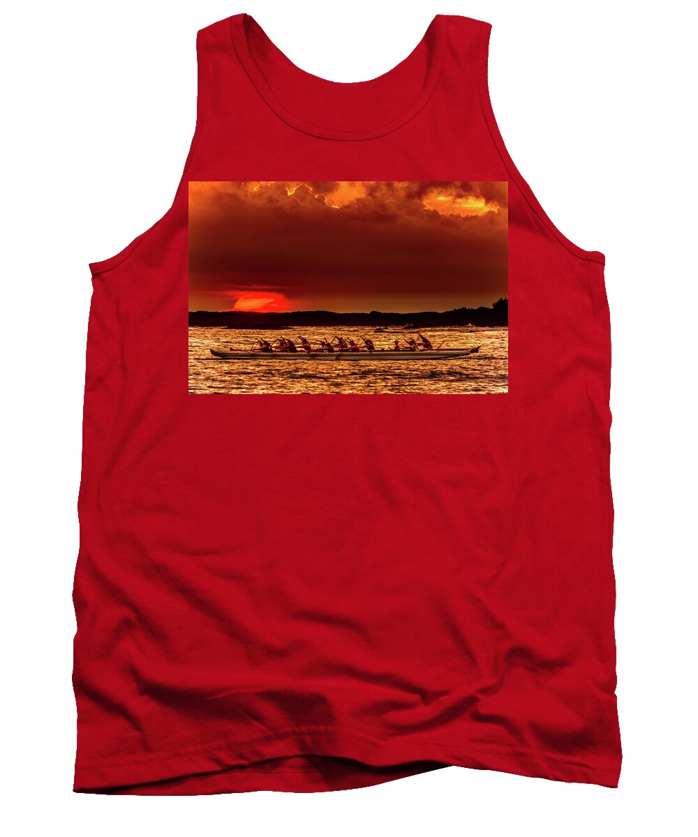 John Bauer Tank Top featuring the photograph Rowing in the Sunset by John Bauer