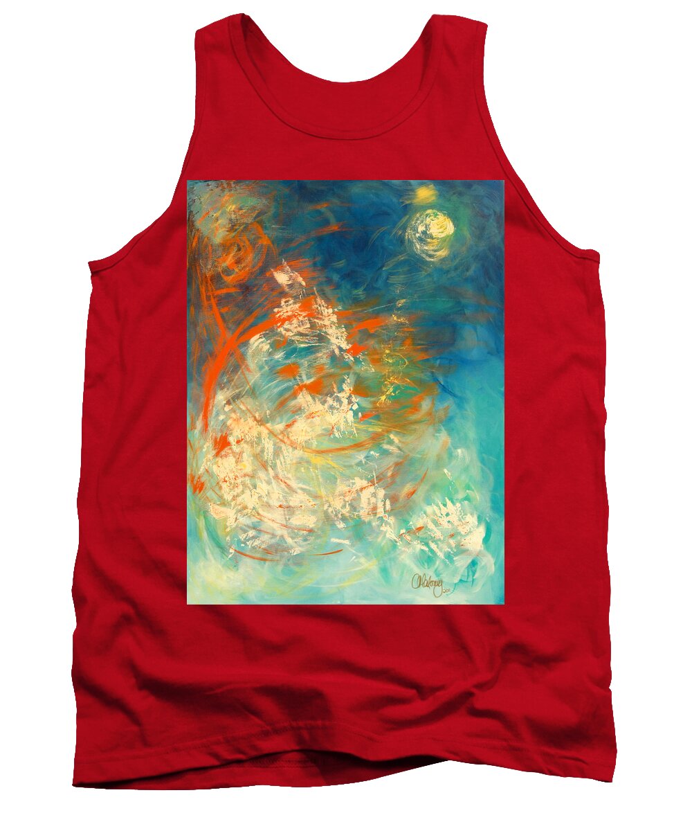 Abstract Tank Top featuring the painting Something is happening by Christine Cloutier