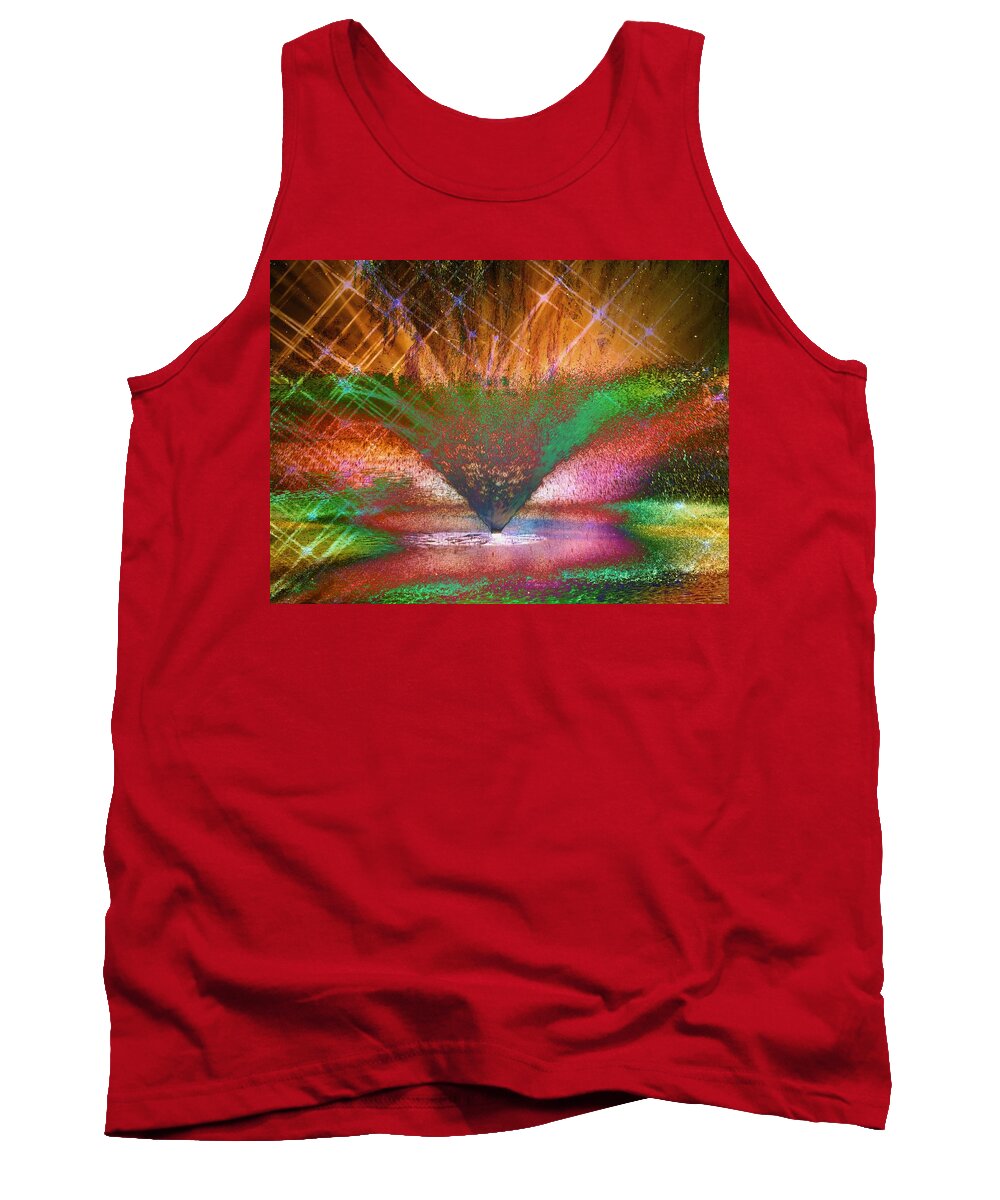 Surreal Water Fountain Tank Top featuring the photograph Surreal Fountain Spray by Mike McBrayer