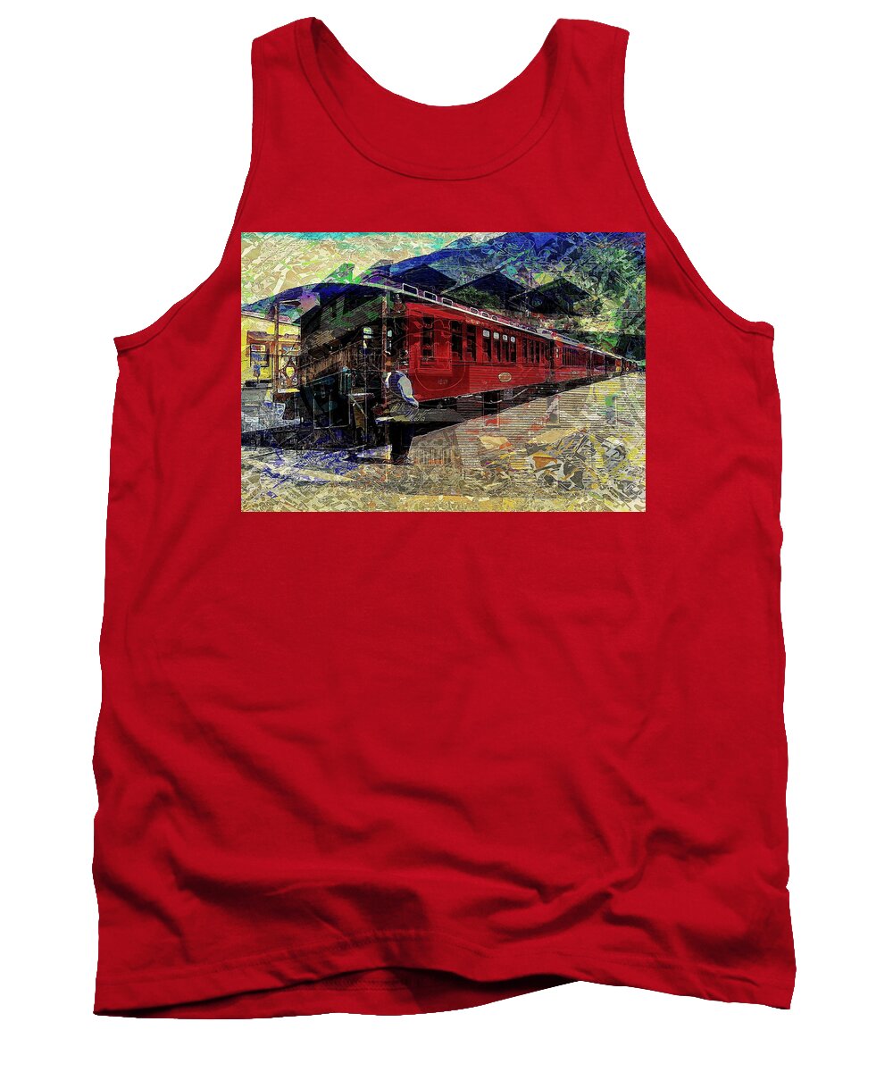 Train Tank Top featuring the digital art The Conductor by David Manlove