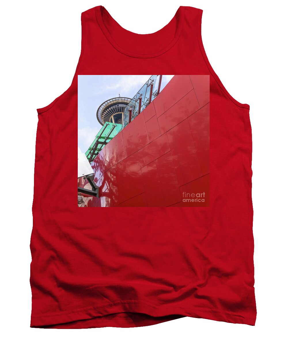 Wingsdomain Tank Top featuring the photograph The Museum of Pop Culture MoPOP and the Space Needle in Seattle Washington R926 square by Wingsdomain Art and Photography
