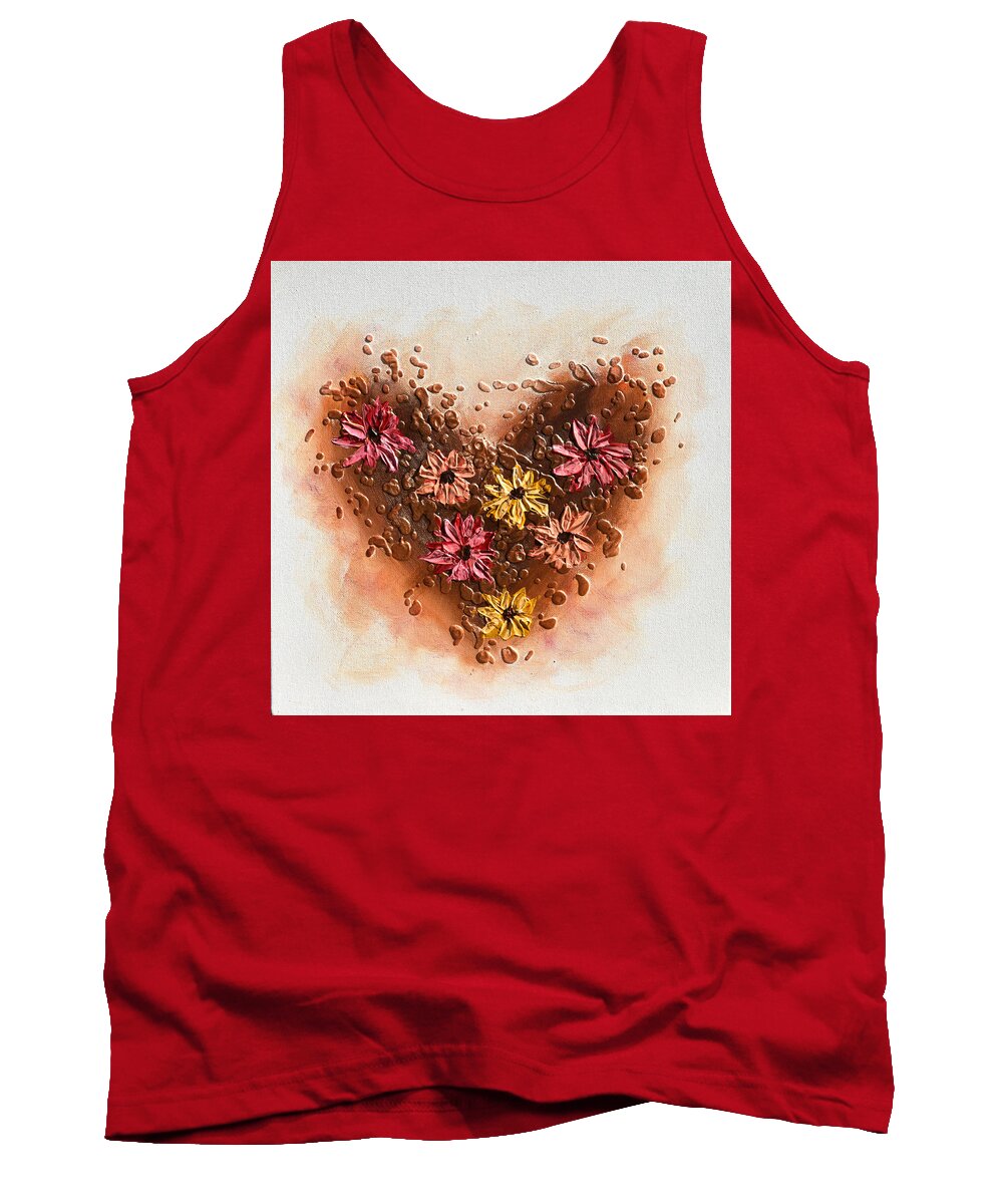 Heart Tank Top featuring the painting A floral Heart by Amanda Dagg