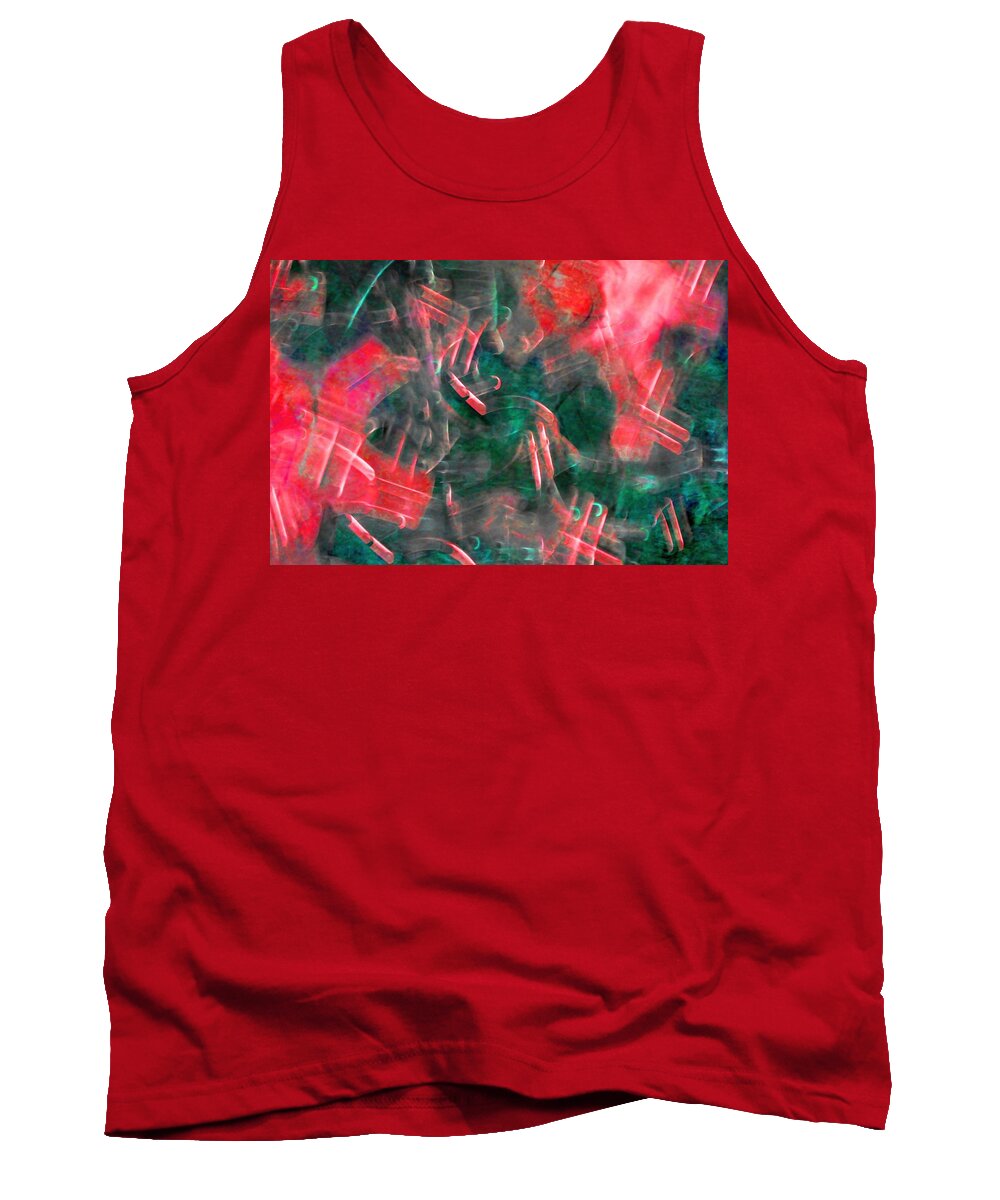 Abstract Tank Top featuring the digital art Abstract Red Forms by T Oliver