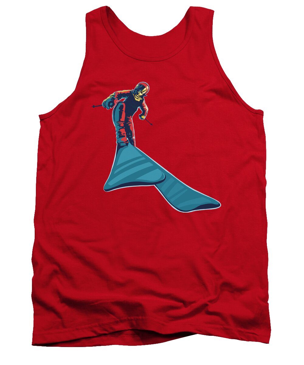 Ski Art Tank Top featuring the painting Addicted to Powder by Sassan Filsoof