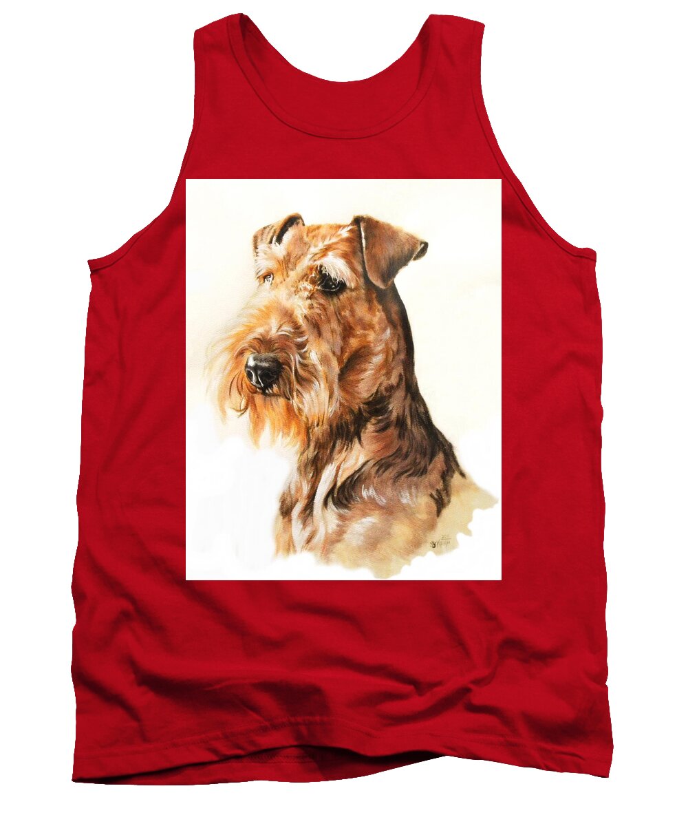 Terrier Tank Top featuring the painting Airedale Portrait in Watercolor by Barbara Keith