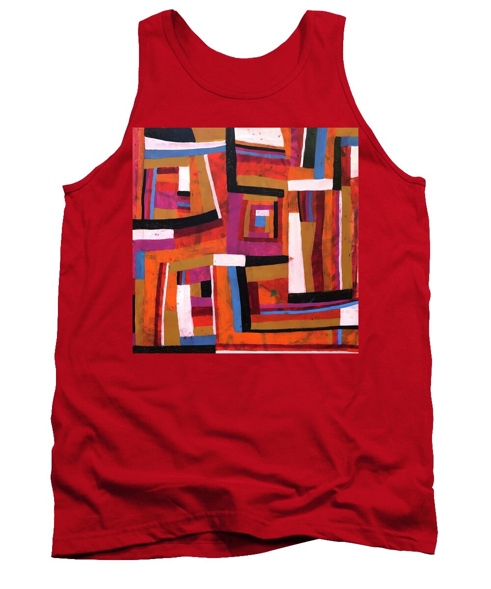 Red Tank Top featuring the painting Alegria by Cyndie Katz